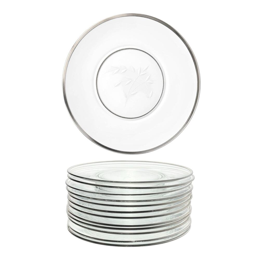 Fostoria “Bridal Belle” Set of 12 Glass Luncheon or Large Salad Plates 8 1/2”